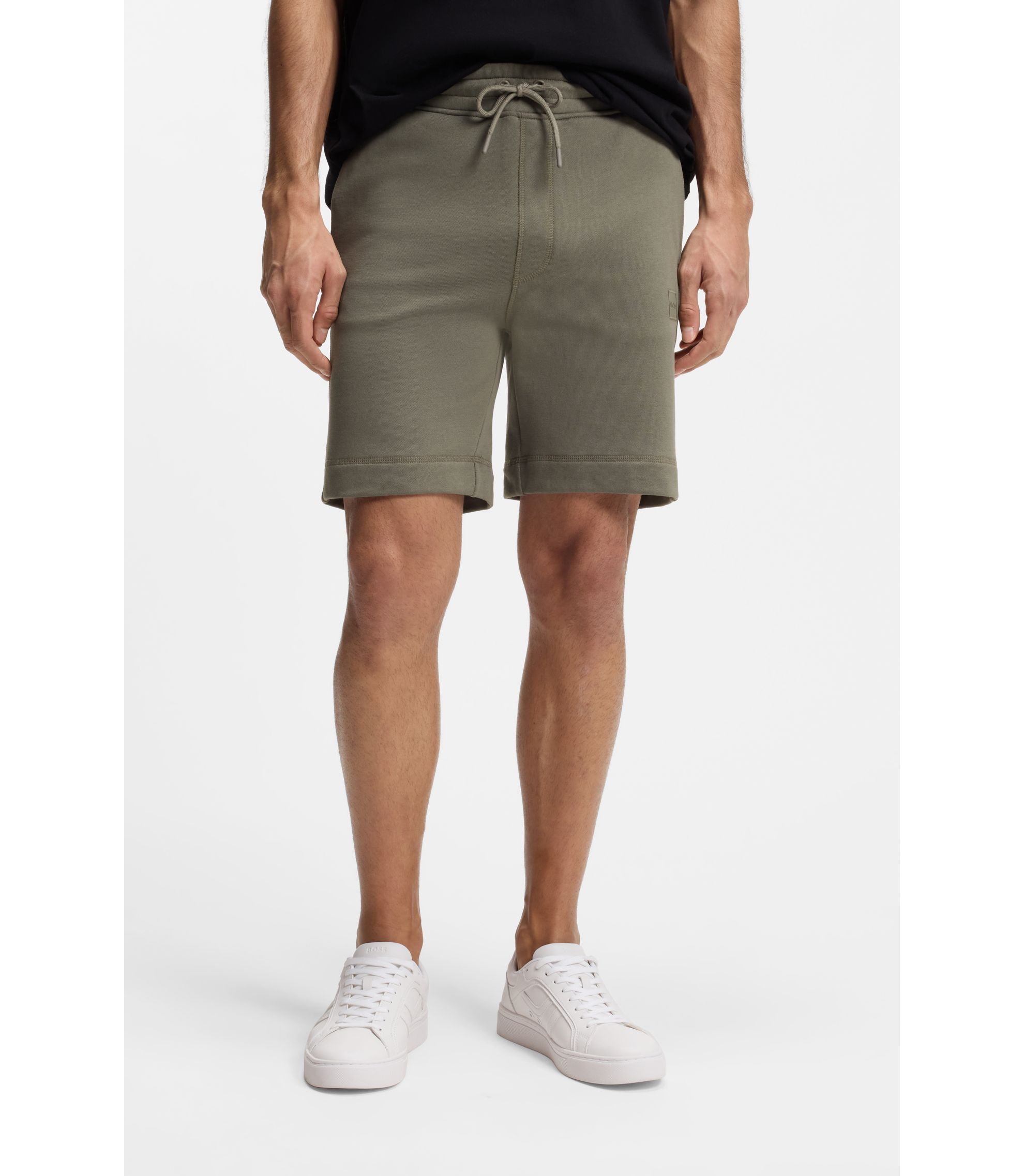Shorts aus Baumwoll-Terry mit Logo-Patch