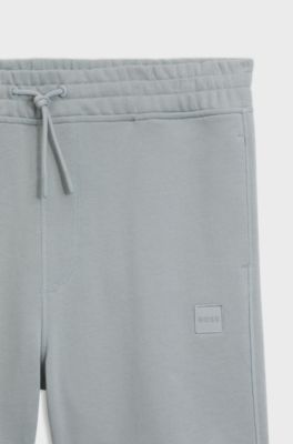Cotton-terry shorts with logo patch, Light Grey