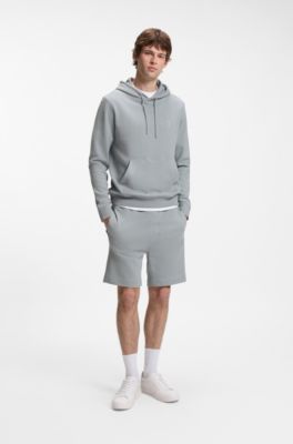 Cotton-terry shorts with logo patch, Light Grey