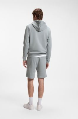 Cotton-terry shorts with logo patch, Light Grey