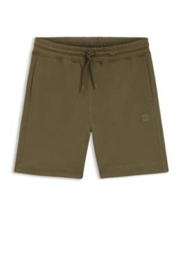 Cotton-terry shorts with logo patch 1