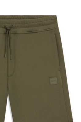 Cotton-terry shorts with logo patch, Olive