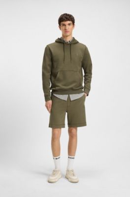 Shorts i bomuldsfrott&eacute; med logom&aelig;rkat, Olivengr&oslash;n