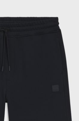 Cotton-terry shorts with logo patch, Dark Blue