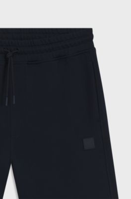 Cotton-terry shorts with logo patch, Dark Blue