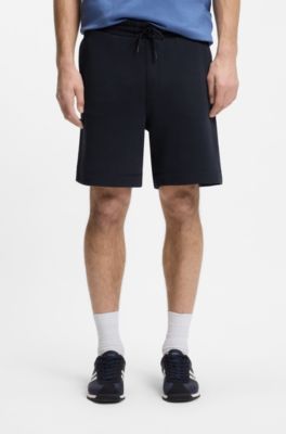 Shorts de felpa de algod&oacute;n con parche con logo, Azul oscuro