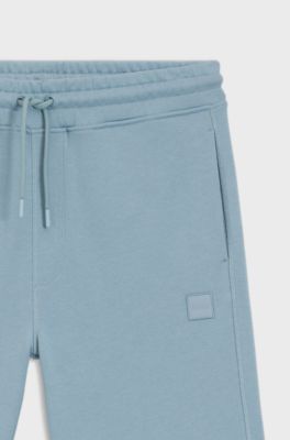 Cotton-terry shorts with logo patch, Light Blue