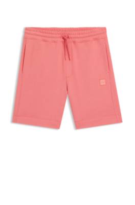 Cotton-terry shorts with logo patch 1