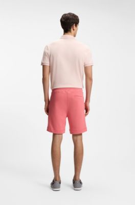Cotton-terry shorts with logo patch, Light Red