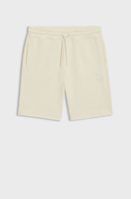 Cotton-terry shorts with logo patch, Light Yellow