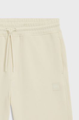 Cotton-terry shorts with logo patch, Light Yellow