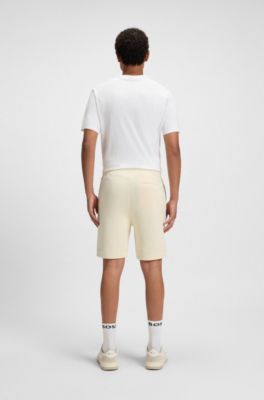 Cotton-terry shorts with logo patch, Light Yellow