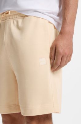 Cotton-terry shorts with logo patch, Light Orange
