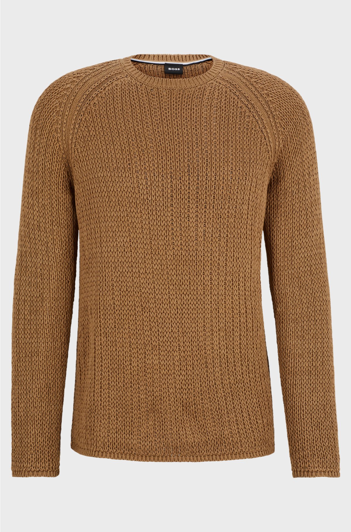 Loop-structure sweater in cotton-tape yarn, Light Brown