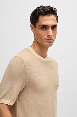 BOSS - Short-sleeved cotton-blend knit t-shirt