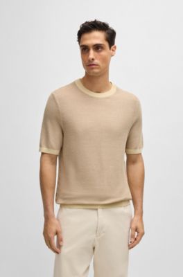 BOSS - Short-sleeved cotton-blend knit t-shirt