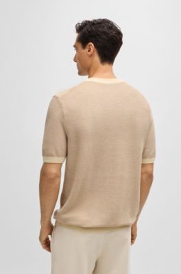 BOSS - Short-sleeved cotton-blend knit t-shirt