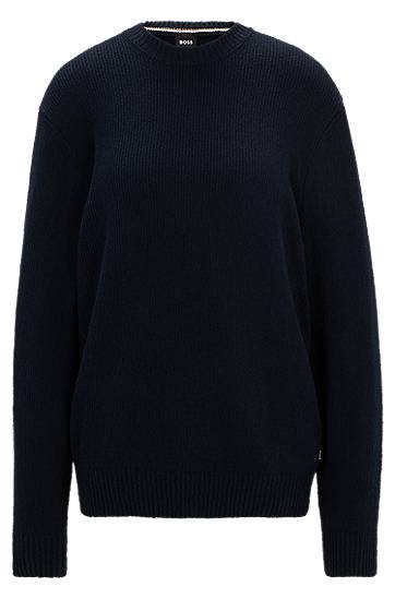 Bouclé-knit sweater in a cotton blend, Hugo boss