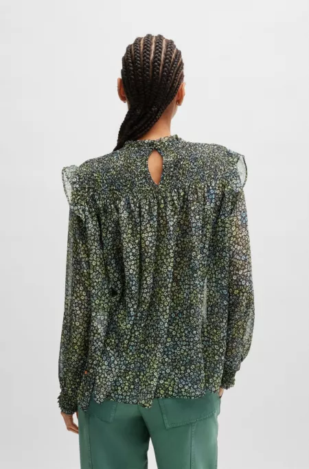 Regular-fit blouse in printed crepe Georgette