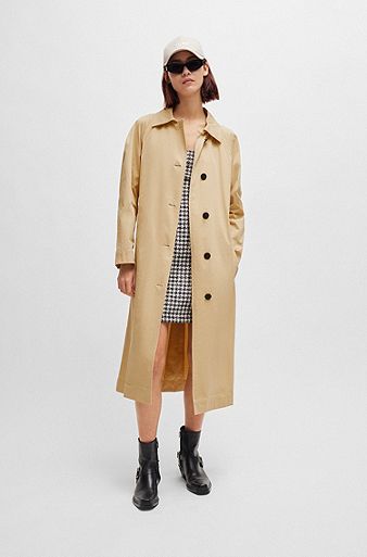 Relaxed-Fit Trenchcoat aus Stretch-Baumwolle, Hellbeige