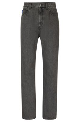 HUGO - Baggy-fit jeans in silver-toned denim
