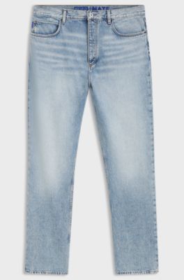 Jeans baggy fit in denim di cotone pesante, Celeste