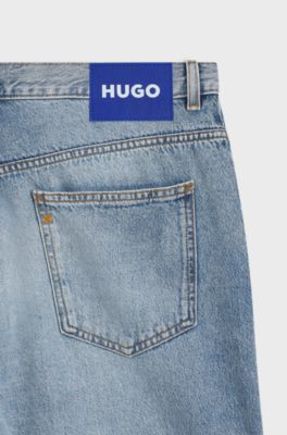 Jean Baggy Fit en denim de coton lourd, bleu clair