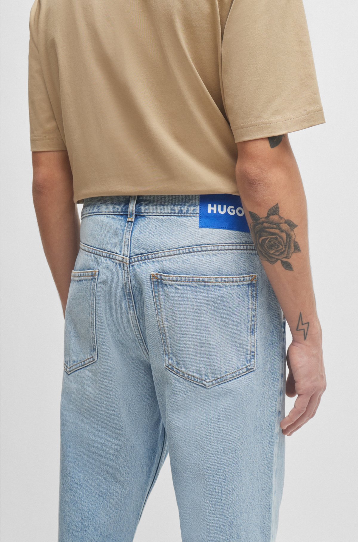 Baggy-fit jeans in heavyweight cotton denim, Light Blue