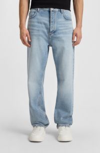 Jean Baggy Fit en denim de coton lourd, bleu clair