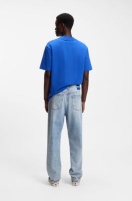 Baggy-fit jeans in heavyweight cotton denim, Light Blue