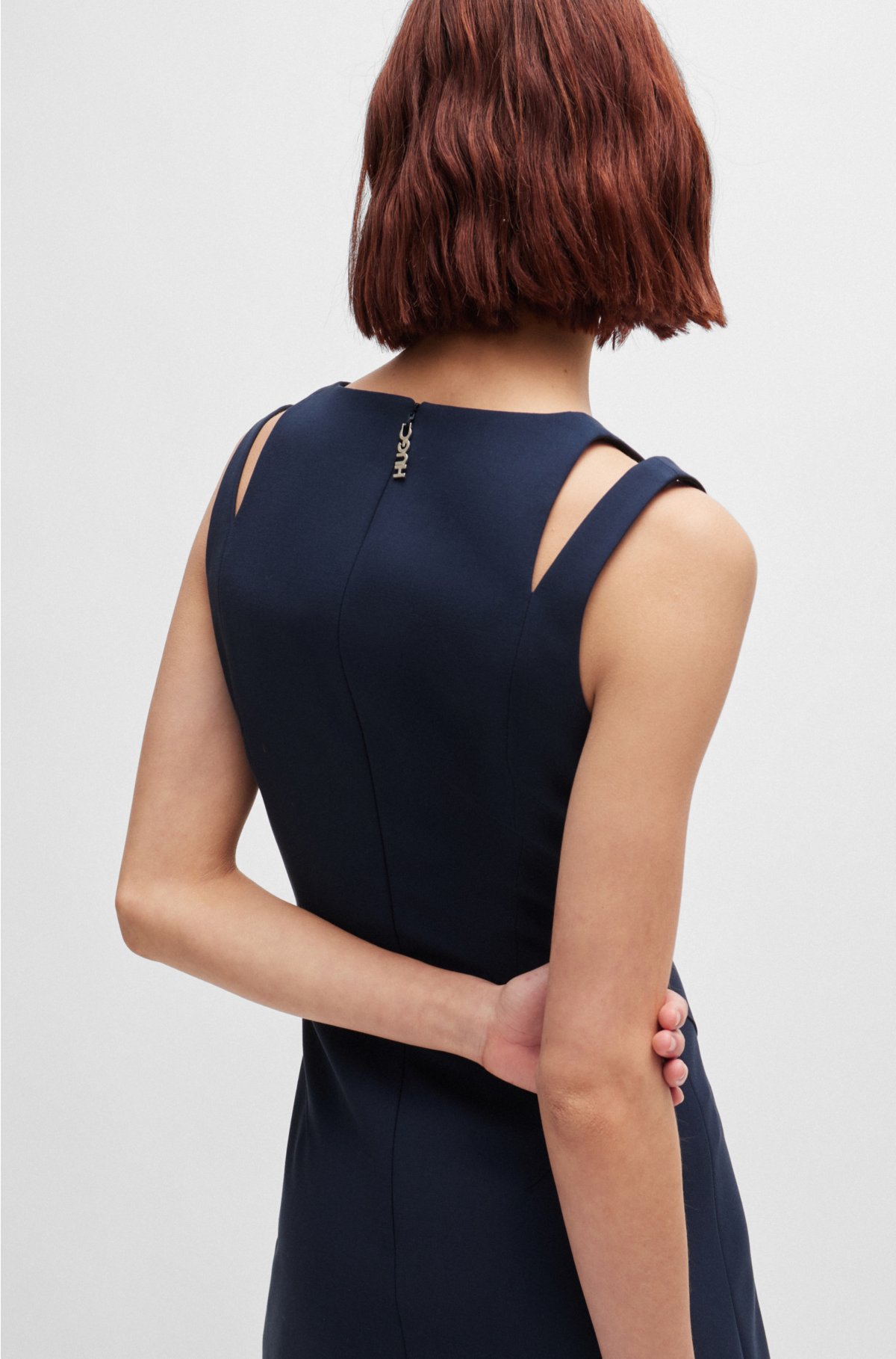 V-neck sleeveless dress with cut-out details, Dark Blue