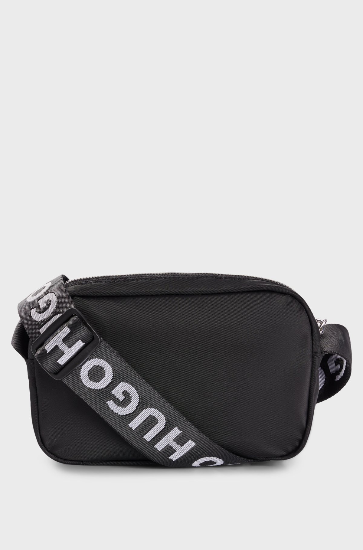 Logo-detail crossbody bag with branded strap, Black