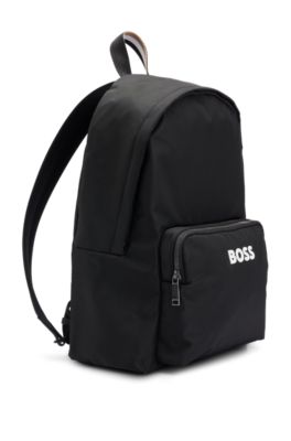 Adjustable-strap backpack with contrast logo, Black