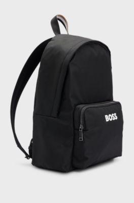 Adjustable-strap backpack with contrast logo, Black