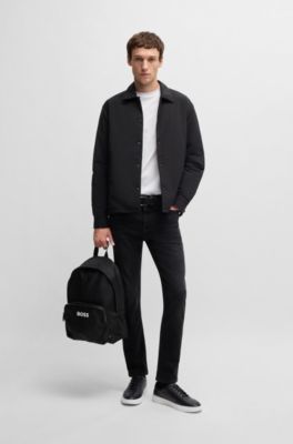 Adjustable-strap backpack with contrast logo, Black