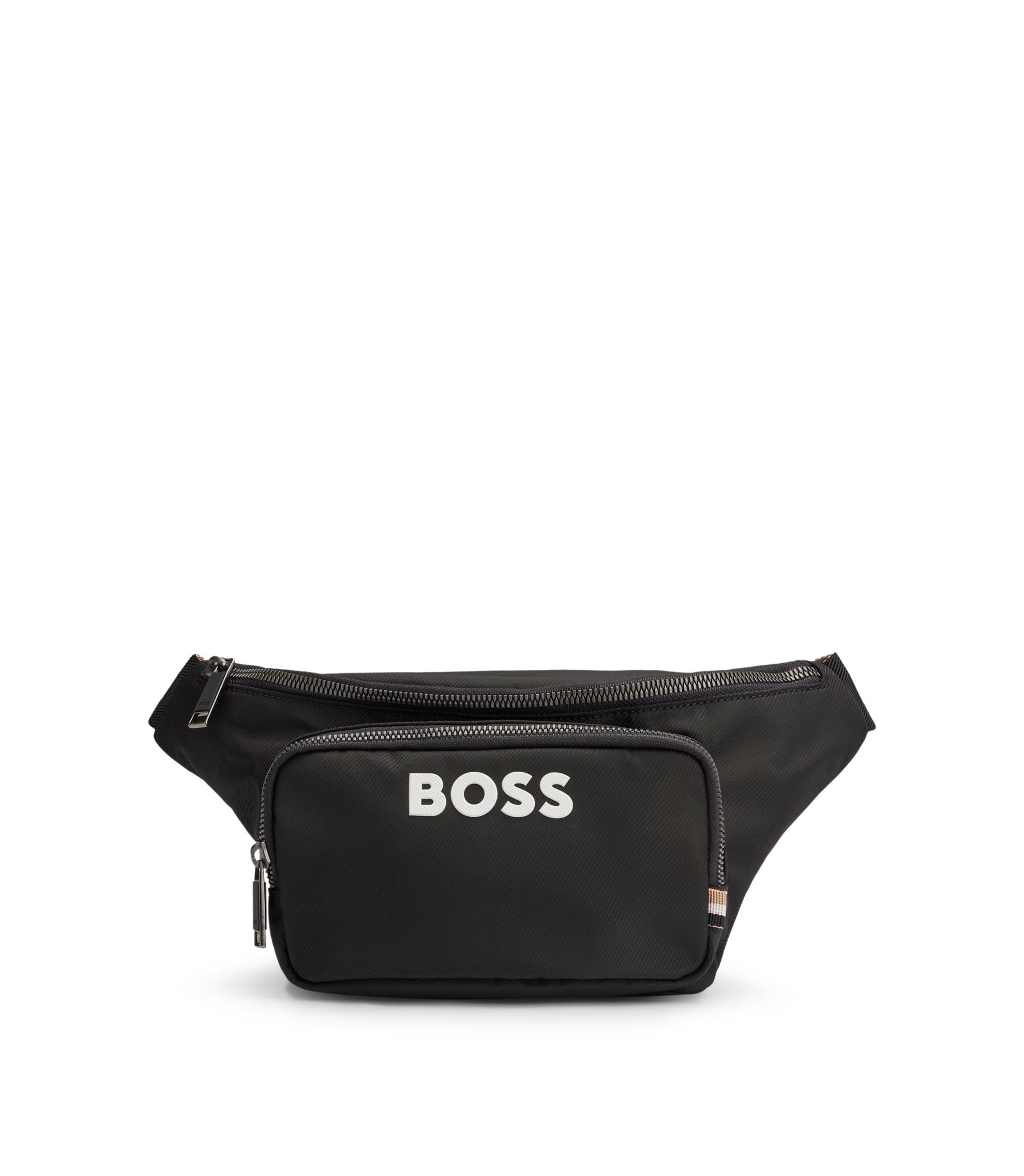BOSS ストラップチャード ベルトバッグ ブラック BOSS - ストラクチャード ベルトバッグ コントラストロゴ - ブラック