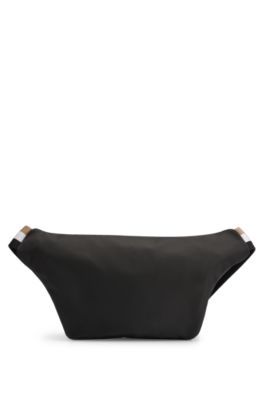 Structured belt bag with contrast logo, Black