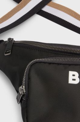 Strukturierte G&uuml;rteltasche mit kontrastfarbenem Logo, Schwarz