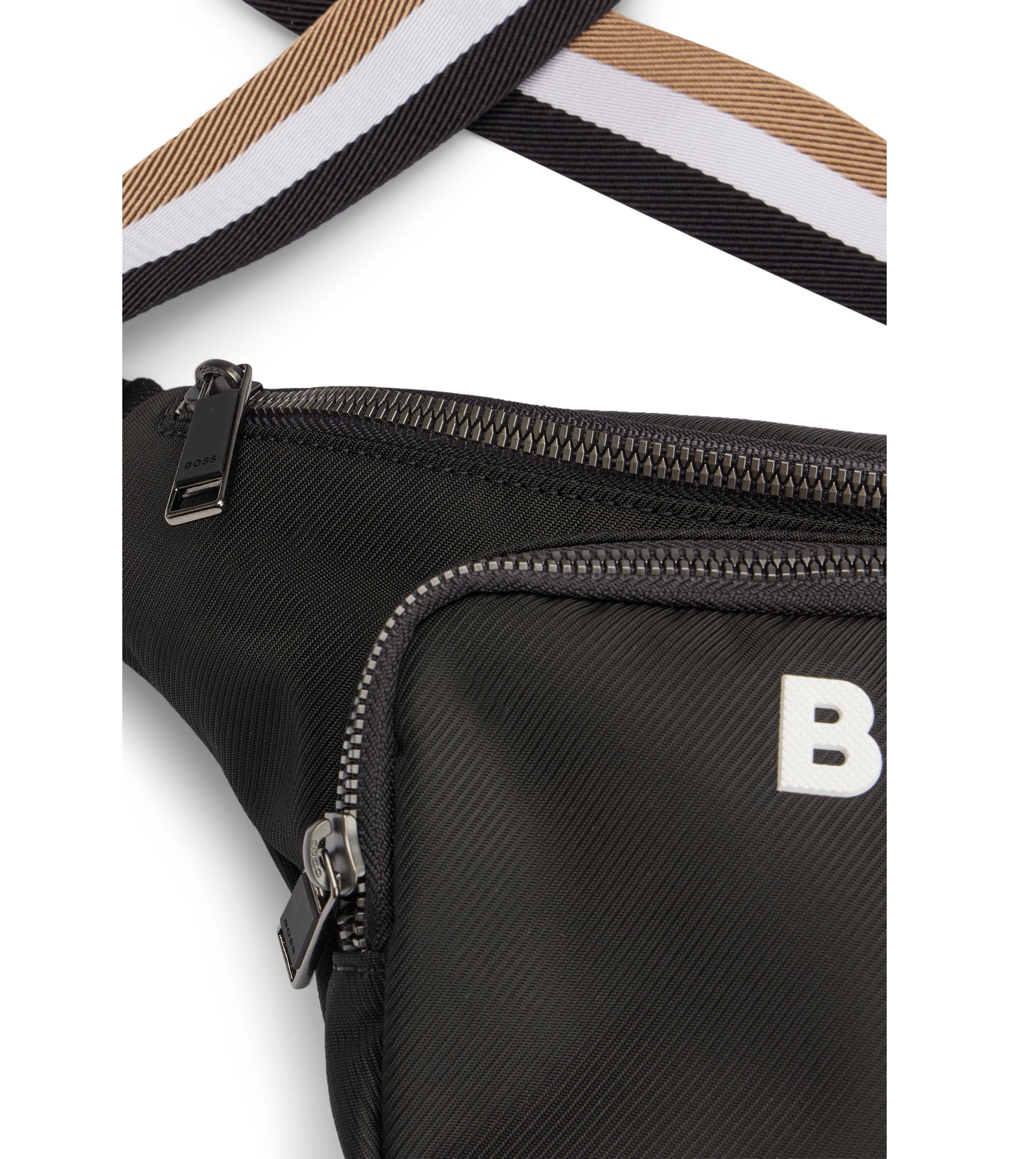 BOSS Structured belt bag with contrast logo Black