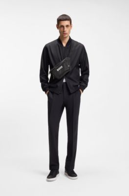 Structured belt bag with contrast logo, Black