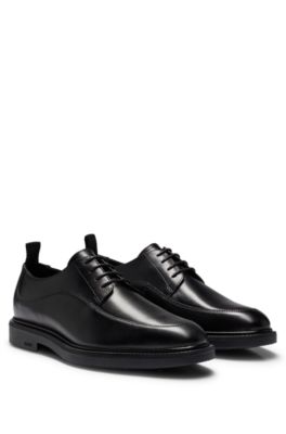 BOSS - Leather lace-up Derby shoes with stitching detail