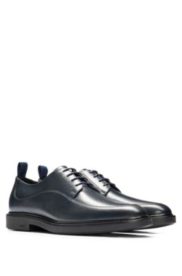 BOSS - Leather lace-up Derby shoes with stitching detail