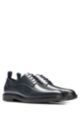 Leather lace-up Derby shoes with stitching detail, Dark Blue