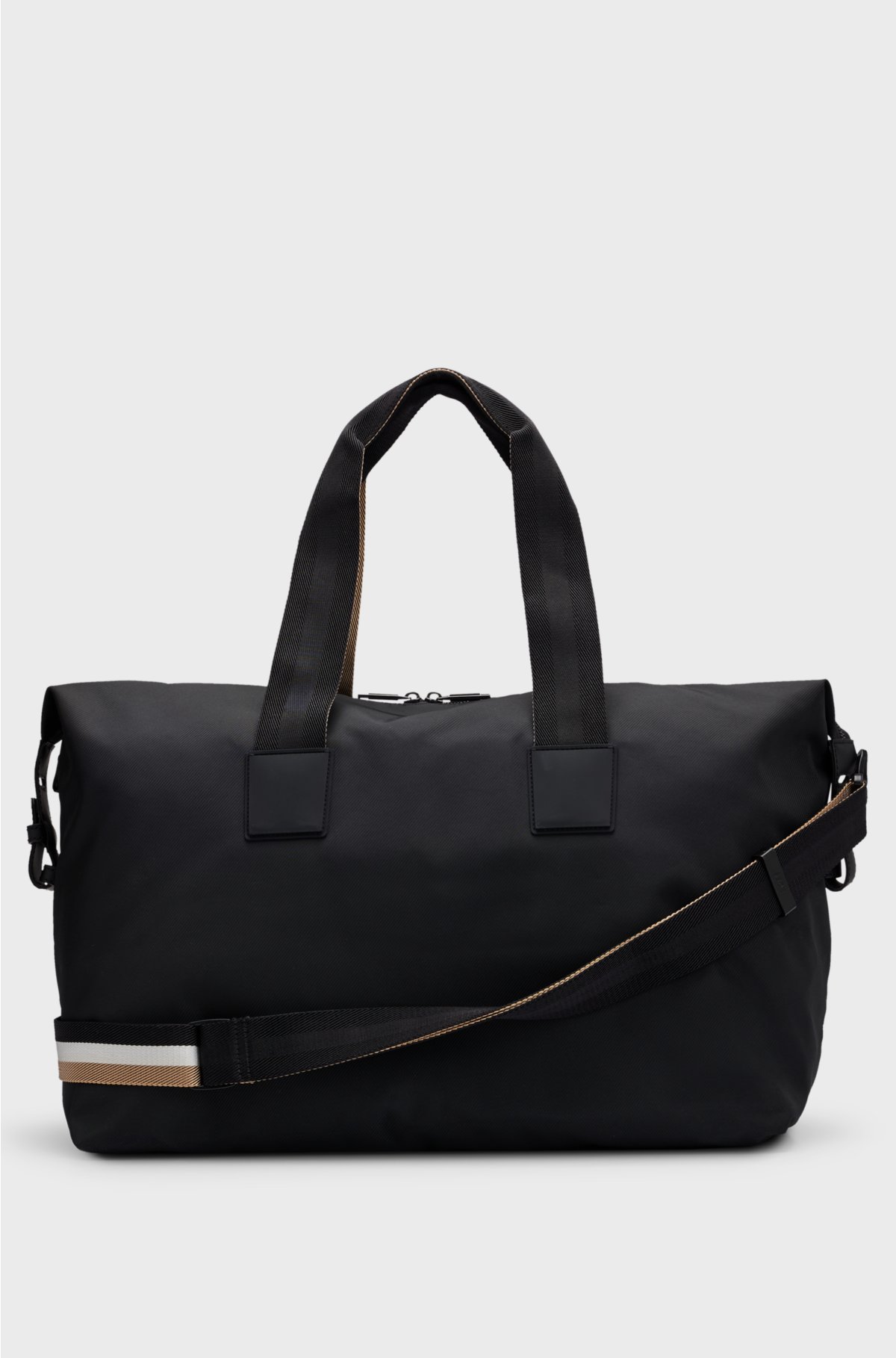 Contrast-logo holdall with signature-stripe handles, Black