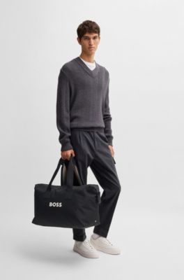Contrast-logo holdall with detachable strap , Black
