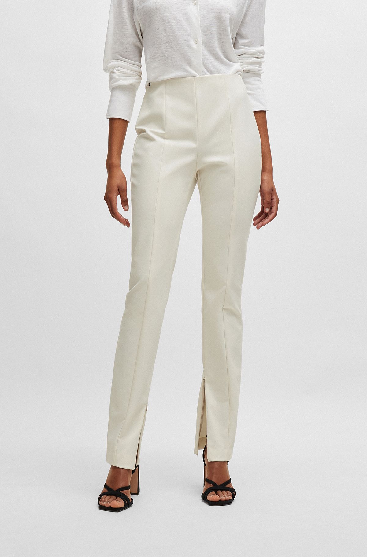Extra-slim-fit trousers in performance-stretch fabric, White