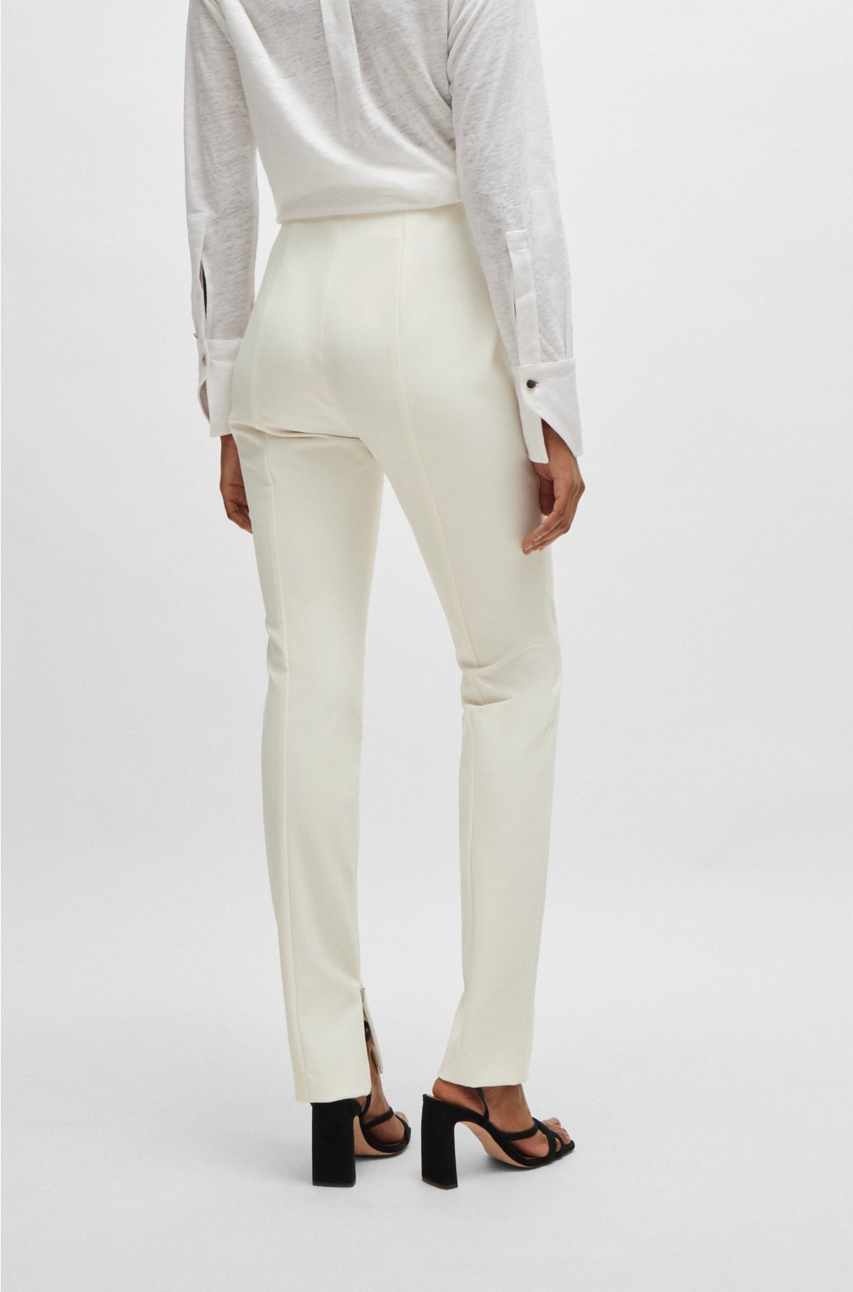 Extra-slim-fit trousers in performance-stretch fabric, White