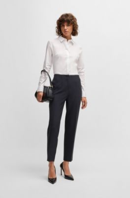 Relaxed-fit trousers in stretch fabric, Dark Blue
