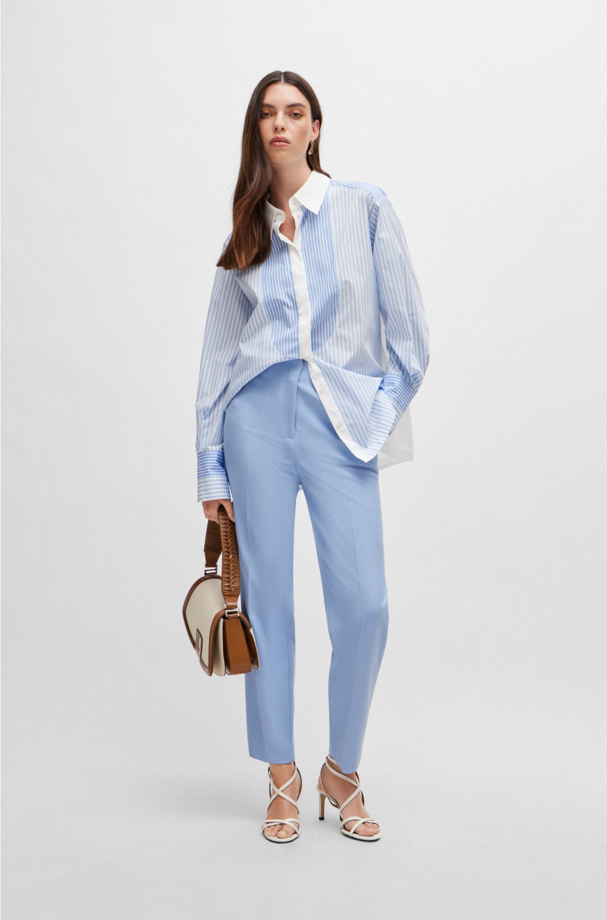 Relaxed-fit trousers in stretch fabric, Light Blue