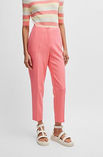 Relaxed-fit trousers in stretch fabric, Coral